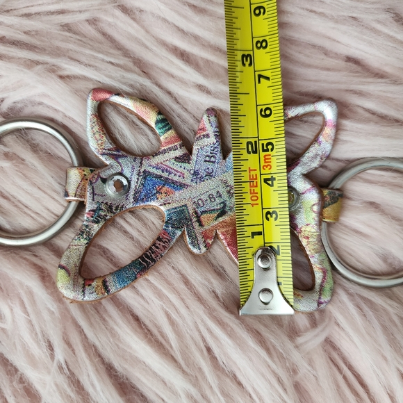Butterfly Leather Belt Rhinestone Printed Metallic Chain Adjustable Y2K 90s - Picture 9 of 10